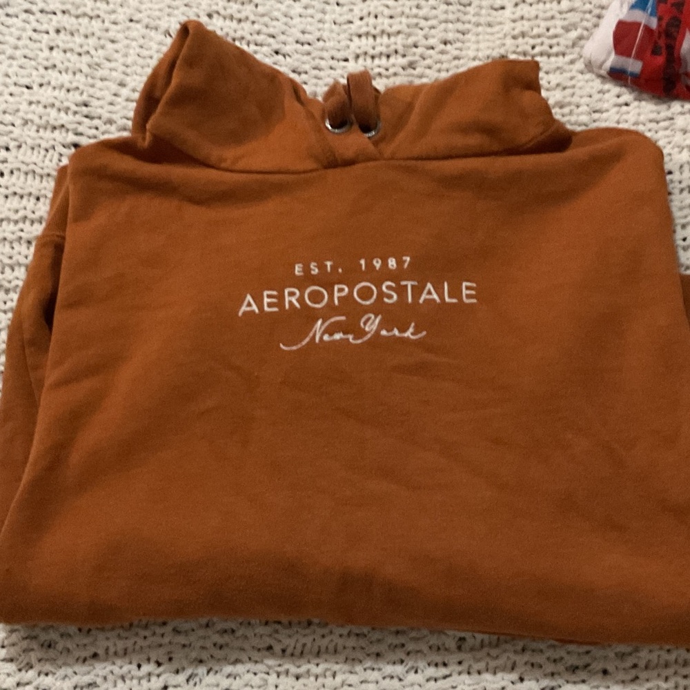 Aeropostale Rust Brown Hooded Pullover with Drawstring